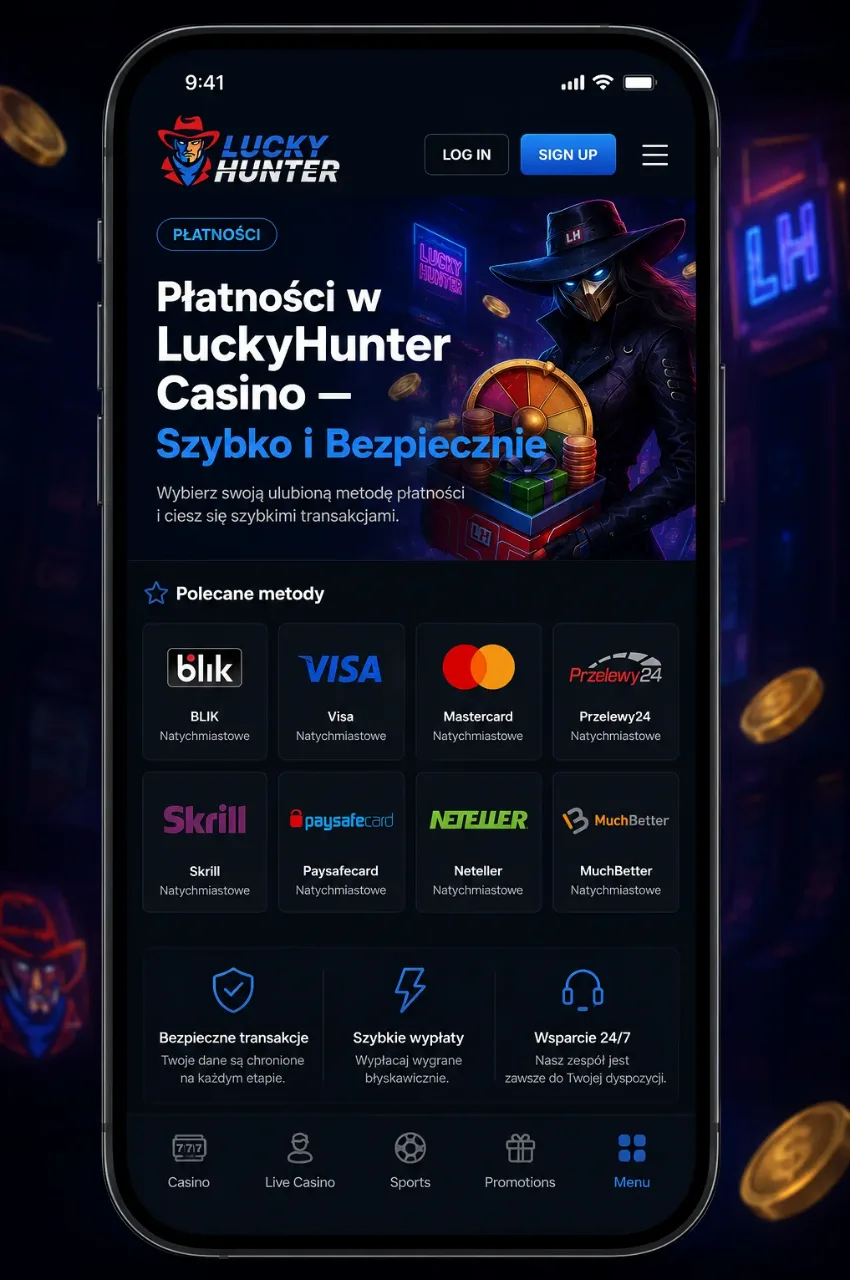 LuckyHunter Casino — Płatności i Wypłaty Środków